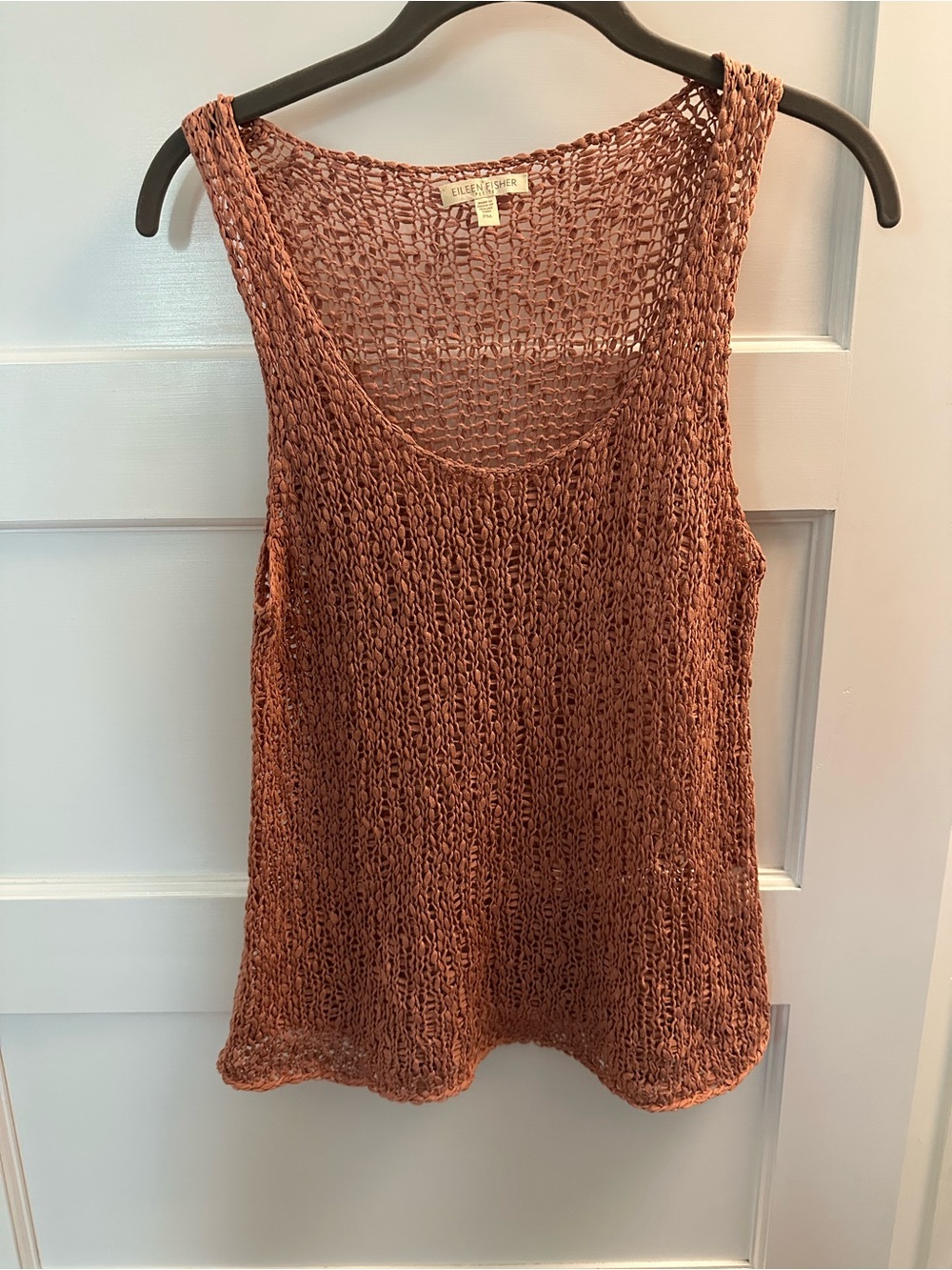 Eileen Fisher Open-Knit Rust Tank